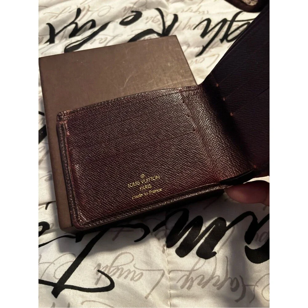 Louis Vuitton Dark Brown Textured Leather Bi-Fold Wallet